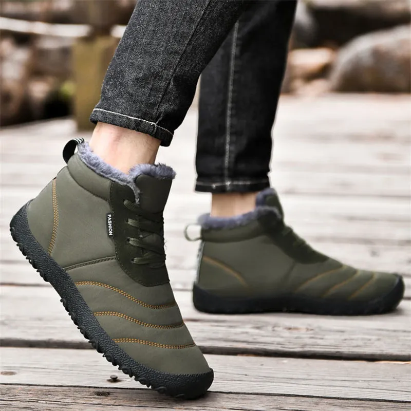 Winter Soft Sole Warm Flat Waterproof Ankle Snow Boots for Men