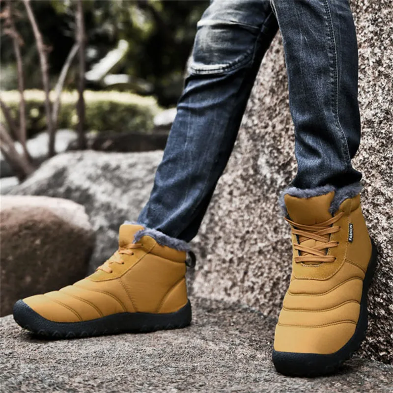 Winter Soft Sole Warm Flat Waterproof Ankle Snow Boots for Men