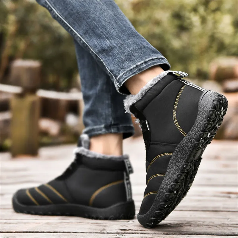Winter Soft Sole Warm Flat Waterproof Ankle Snow Boots for Men
