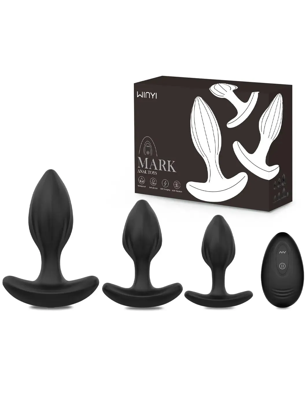 Winyi Mark Ribbed Silicone Anal Plug Training Kit