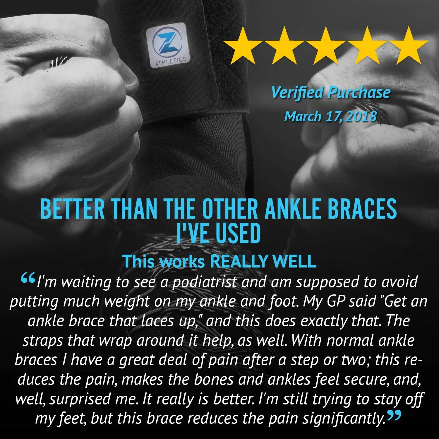 Zenith Ankle Brace, Lace Up Adjustable Support – for Running, Basketball, Injury Recovery, Sprain! Ankle Wrap for Men, Women (Large)