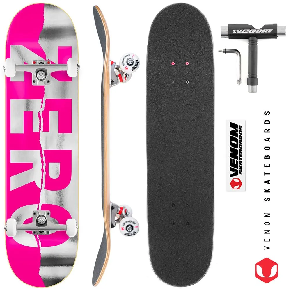 Zero Skateboards Ripped Army Pink/Foil  x Venom Skateboards Custom Complete Skateboard - 8.25"