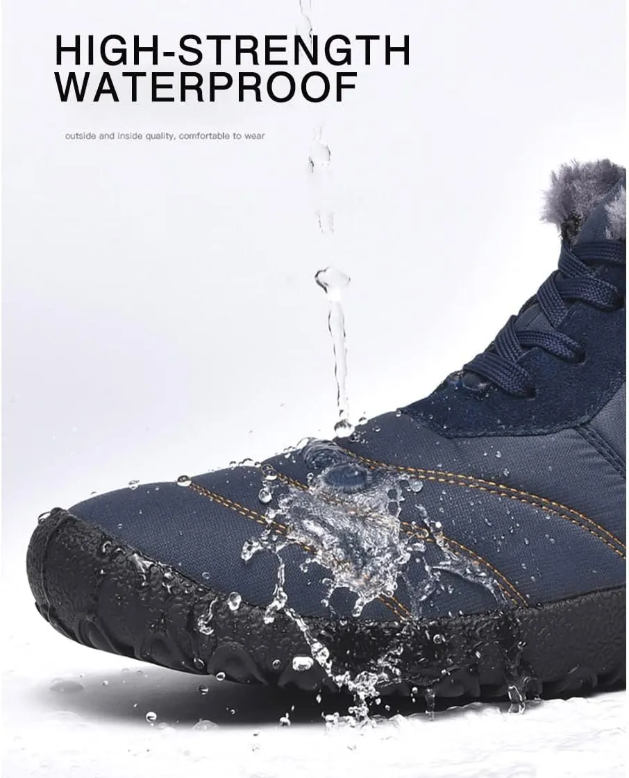 ZYZSTR Winter Snow Boots Thick Warm Waterproof Ankle Boots Men's Round Head Non-Slip Outdoor Cotton Shoes Comfortable Slip-on Ankle Boot Fit Men Sz 7, Women Sz 9